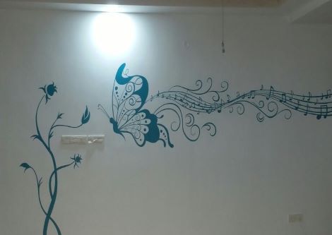 ColourDrive-Colourdrive Butterfly House Wall Free Hand Art Design Painting  for Study Room